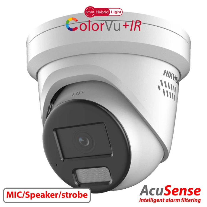 4MP, lens, Hybrid IR/ColorVu, AcuSense Turret IP Camera