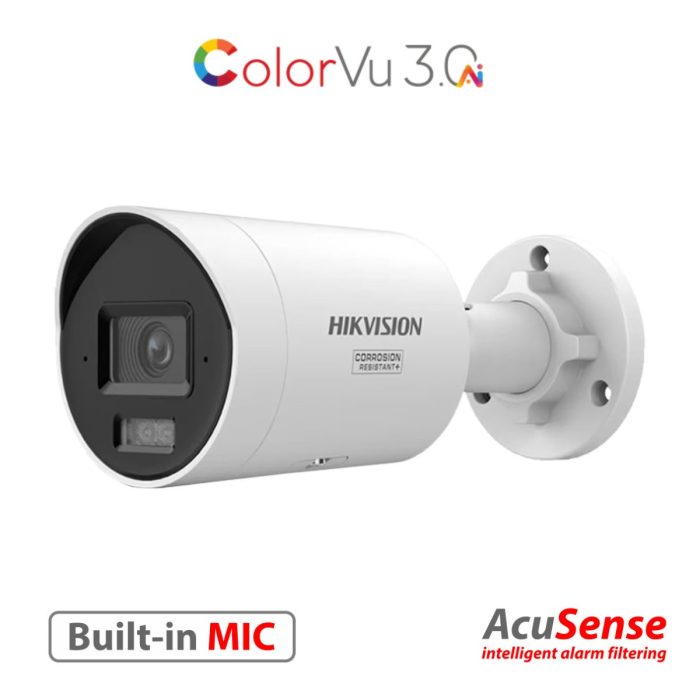 4MP, 2.8mm Smart Hybrid IR+White light ColorVu Bullet, built-in Mic