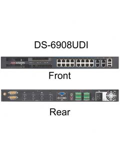 Hikvision 4K decoder supports 8-ch@12MP, 16-ch@8MP, 24-ch@5MP, 64-ch@1080p simultaneous decoding, 8ch HDMI output