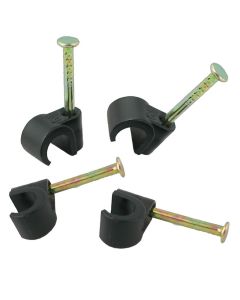 5MM ROUND CABLE CLIPS, BLACK