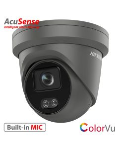 4MP, Grey, 2.8mm lens, ColorVu (white light LED), Acusense, Turret IP Camera, built-in MIC