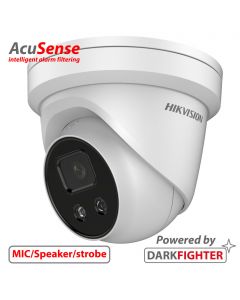 4MP, 4mm lens, 30m IR, AcuSense Turret IP Camera, MIC/Speaker(2-way audio), Strobe