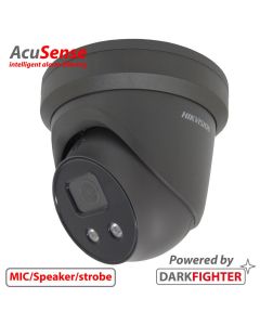 4MP, Grey, 2.8mm lens, 30m IR, AcuSense Turret IP Camera, MIC/Speaker(2-way audio), Strobe