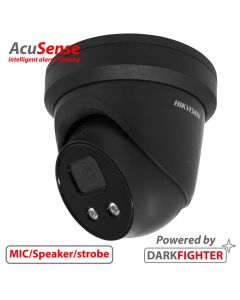 4MP, Black, 2.8mm lens, 30m IR, AcuSense Turret IP Camera, MIC/Speaker(2-way audio), Strobe