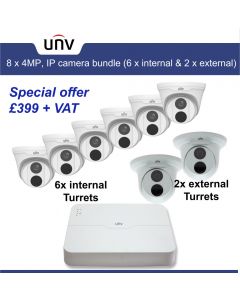 4MP, 6x indoor and 2x external Turret Camera with NVR bundle, (half price end of line special offer)