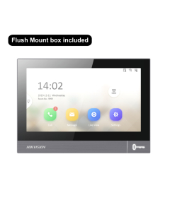 Hikvision IP video intercom indoor station with Premium 7" touch screen, Flush or surface mounting (flush back box inc.)