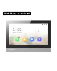 Hikvision IP video intercom indoor station, 7" touch screen, Flush or surface mounting (flush back box inc.)