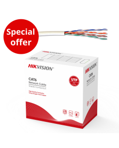 Hikvision CAT6, Low Smoke, Full Copper UTP Cable, 305m Coil, White