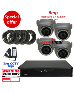 5MP, 4x GREY Motor Vari-focal Lens, Starlight Turret Camera, UNV, HD analogue CCTV kit