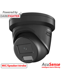 8MP, Black, 2.8mm lens, 30m IR, AcuSense Turret IP Camera, MIC/Speaker(2-way audio), Strobe