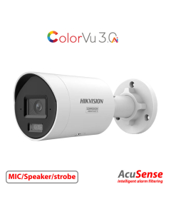 8MP, 2.8mm lens, 40m IR, Darkfighter, AcuSense, Bullet IP Camera, MIC/Speaker(2-way audio), Strobe