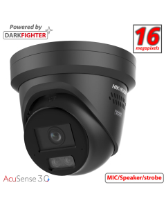 Hikvision DS-2CD23166G3-IS2UY/SL(2.8mm)BLACK 12 MP 2.8mm Acusense Strobe Light and Audible Warning & Smart Hybrid Light, Turret Network Camera, Black 