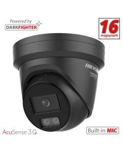 Hikvision DS-2CD23166G3-I2UY(2.8mm) 16MP, 2.8mm lens, 30m IR, AcuSense-3, Turret IP Camera, Built-in Dual MIC, Black