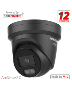 Hikvision DS-2CD23126G3-I2UY(2.8mm) 12MP, 2.8mm lens, 30m IR, AcuSense-3, Turret IP Camera, Built-in Dual MIC, Black