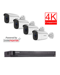 8MP x 4, 2.8mm Lens, Starlight Bullet Hikvision HD-TVI Cameras, with Hikvision 4K DVR, HIK-KIT1-4K CCTV bundle